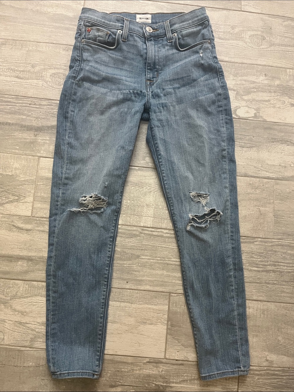 Hudson Jeans Skinny Ripped Mid Blue
